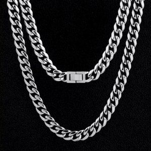 8mm Titanium Curb Chains Hip Hop Mens Necklace.